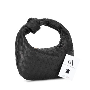 Geanta mica de mana, model impletit, din piele naturala DiAmanti Firenze Neagra